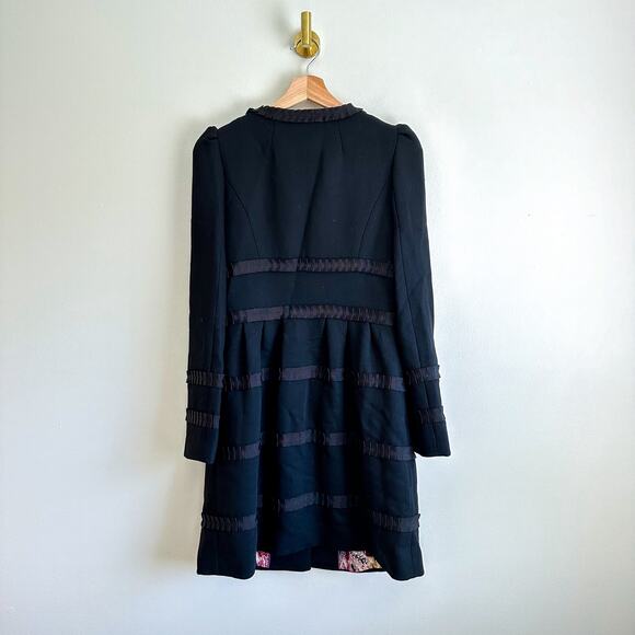 Anthropologie Leifsdottir Button Front Long Sleeve Embellished Coat Black 2 - Picture 6 of 13